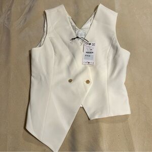 NWT Zara Elegant White Sleeveless Vest